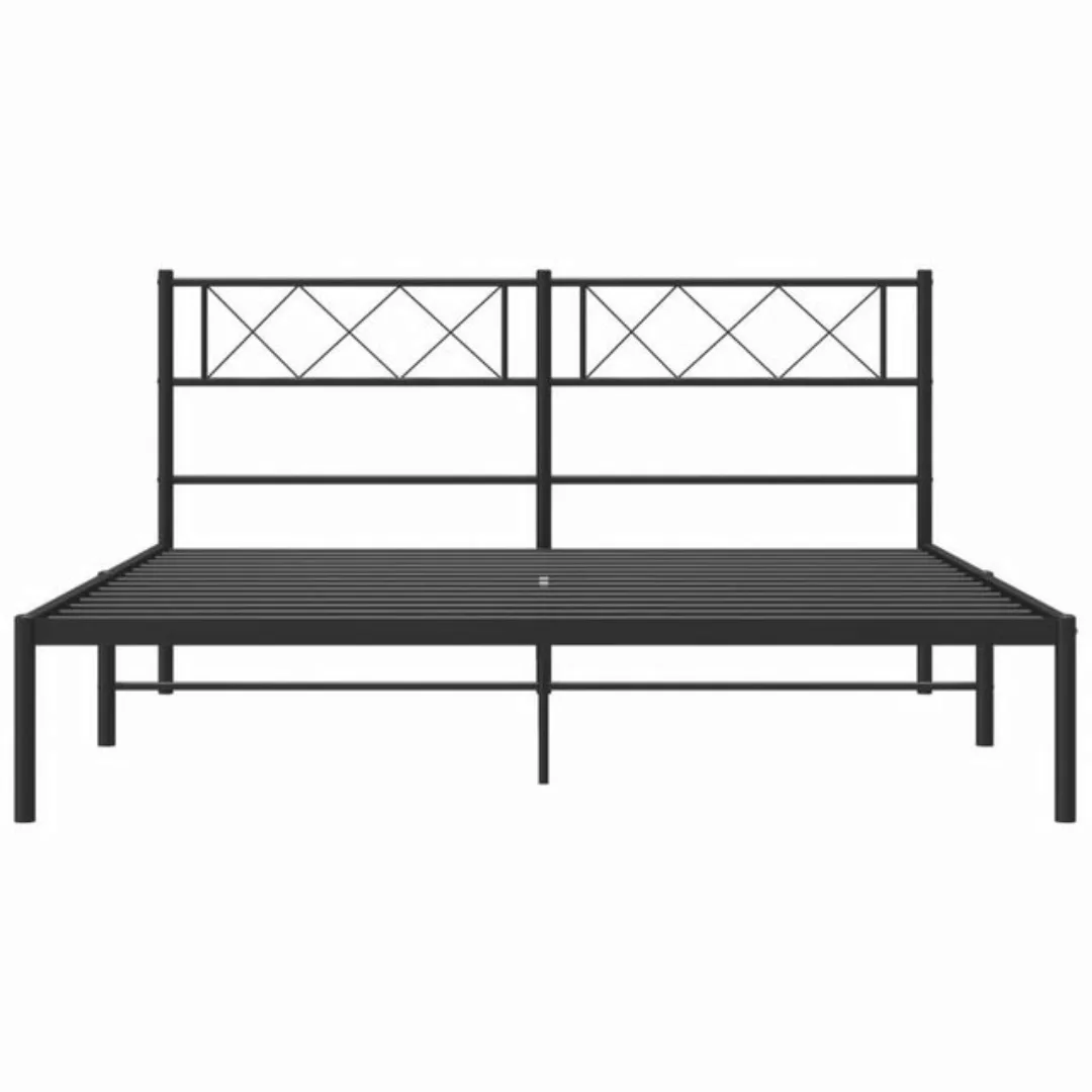 vidaXL Bettgestell Bettrahmen mit Kopfteil Metall Schwarz 140x200 cm Bett B günstig online kaufen