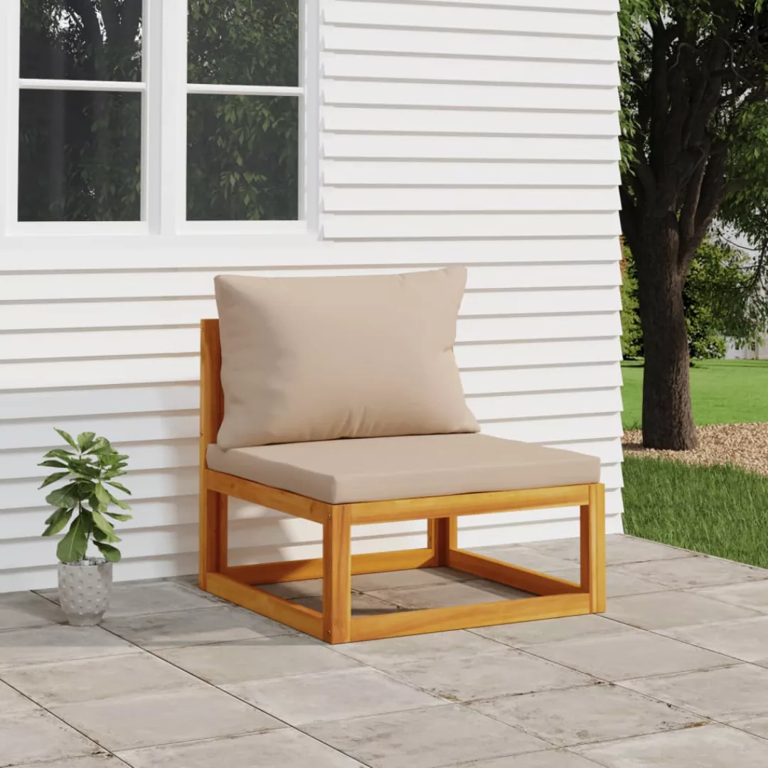 Vidaxl Garten-mittelsofa Mit Taupe Kissen Massivholz Akazie günstig online kaufen