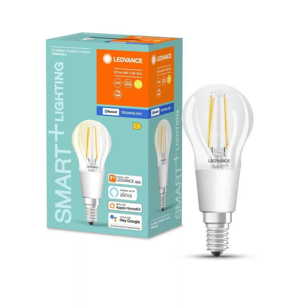 SMART+ Bluetooth LED Leuchtmittel E14 Tropfen-P35 in Transparent 4W 470lm 2 günstig online kaufen