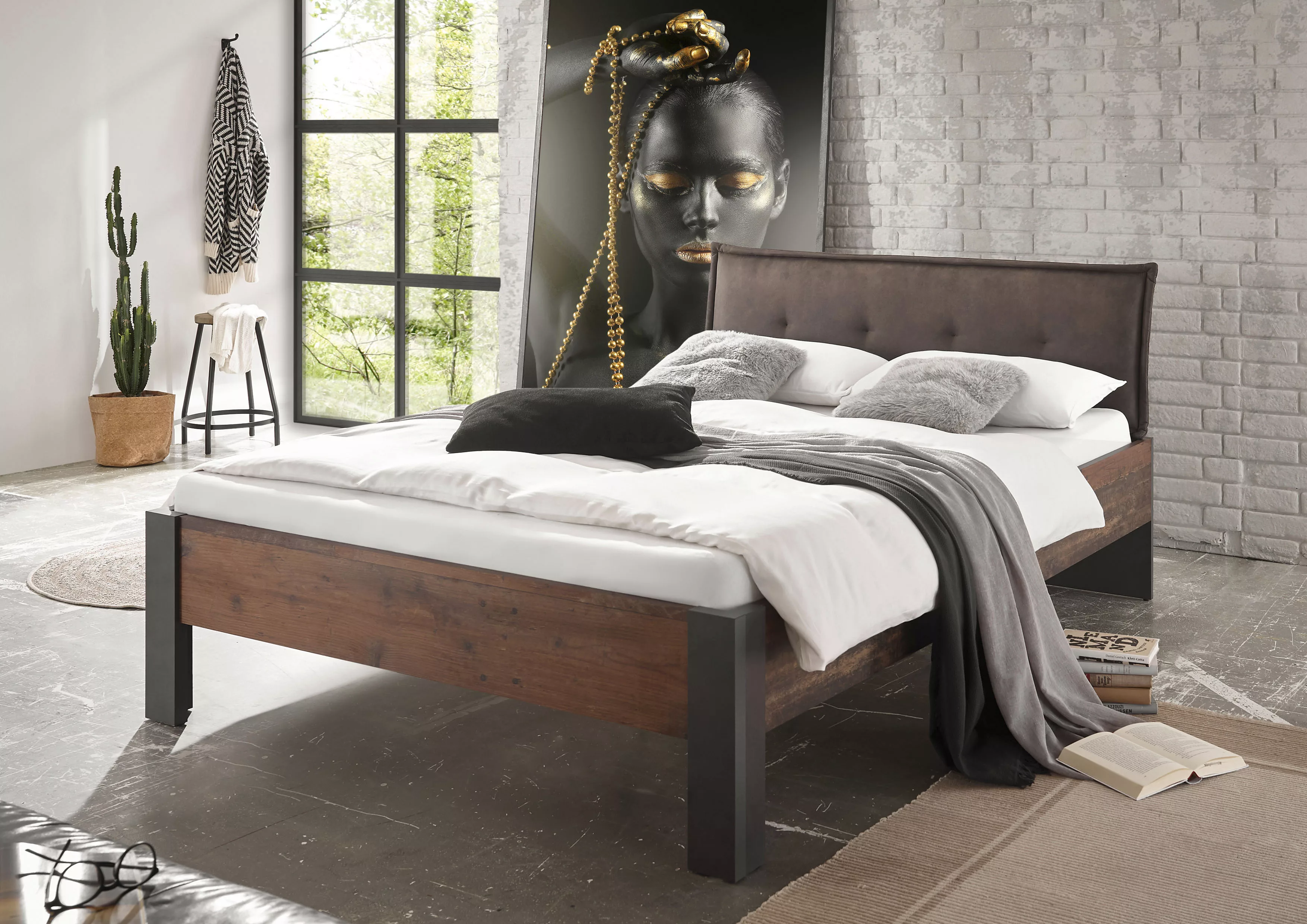 Home affaire Einzelbett "BROOKLYN", in dekorativer Rahmenoptik günstig online kaufen
