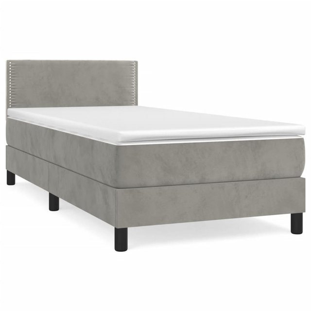 vidaXL Boxspringbett mit Matratze Hellgrau 100x200 cm Samt1537746 günstig online kaufen