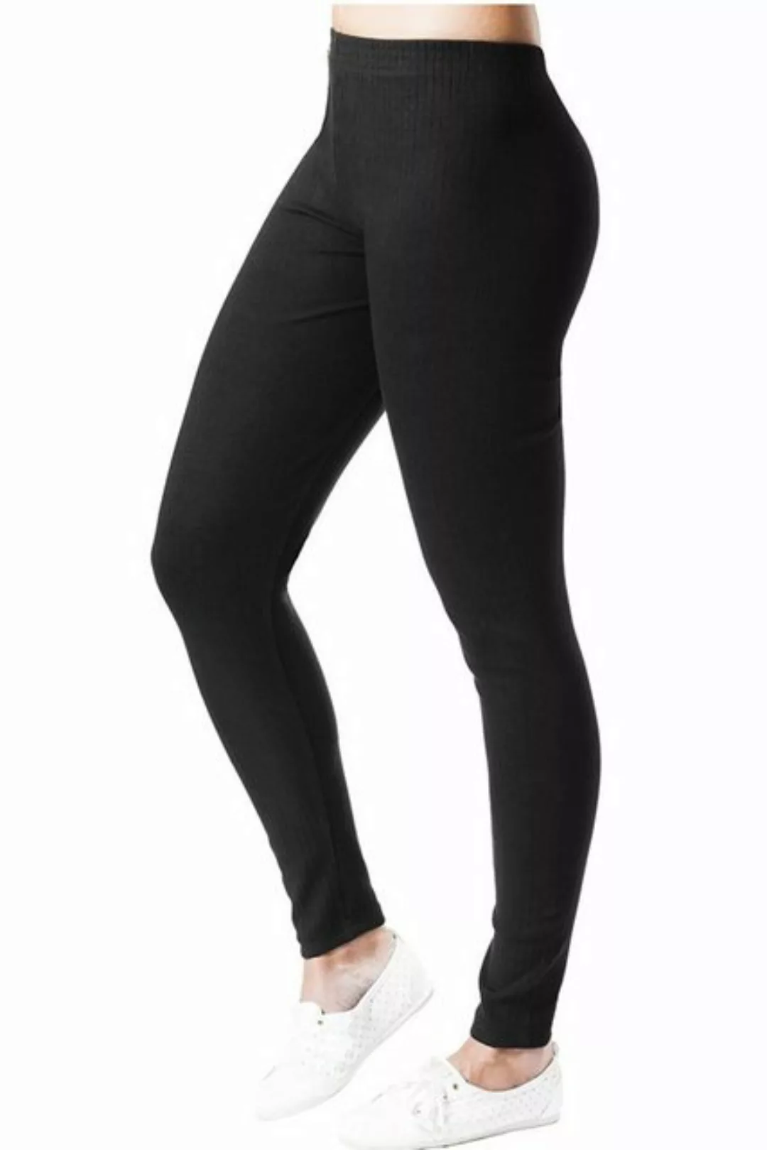 BRUBAKER Leggings Damen Leggings aus weicher Baumwolle - Schwarz - Weich un günstig online kaufen