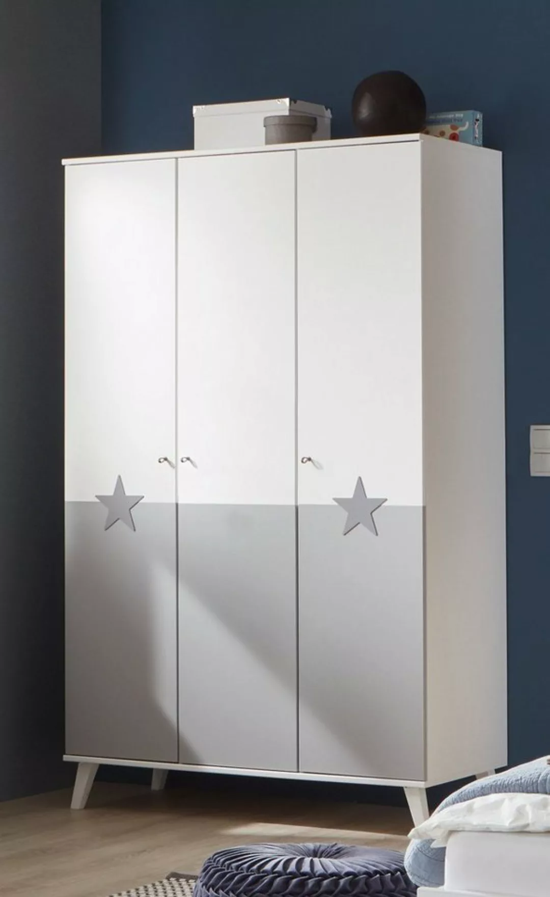 Wimex Kleiderschrank in WEISS + LIGHT GREY mit 3 Türen und 4 Einlegeböden ( günstig online kaufen