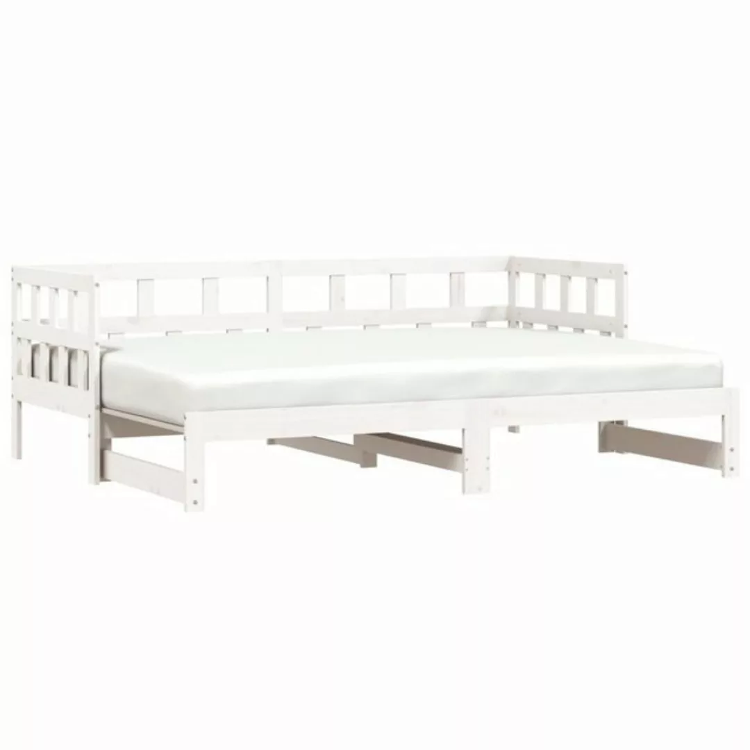 furnicato Bett Tagesbett Ausziehbar Weiß 90x200 cm Massivholz Kiefer günstig online kaufen