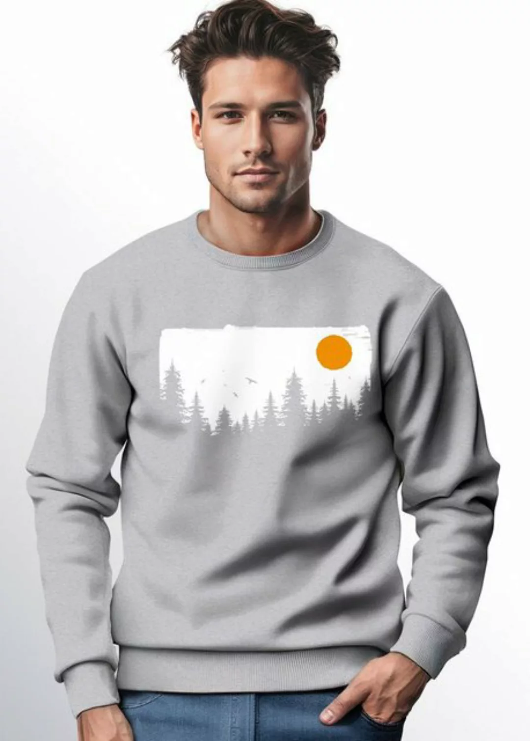 Neverless Sweatshirt Sweatshirt Herren Wald Bäume Outdoor Adventure Abenteu günstig online kaufen