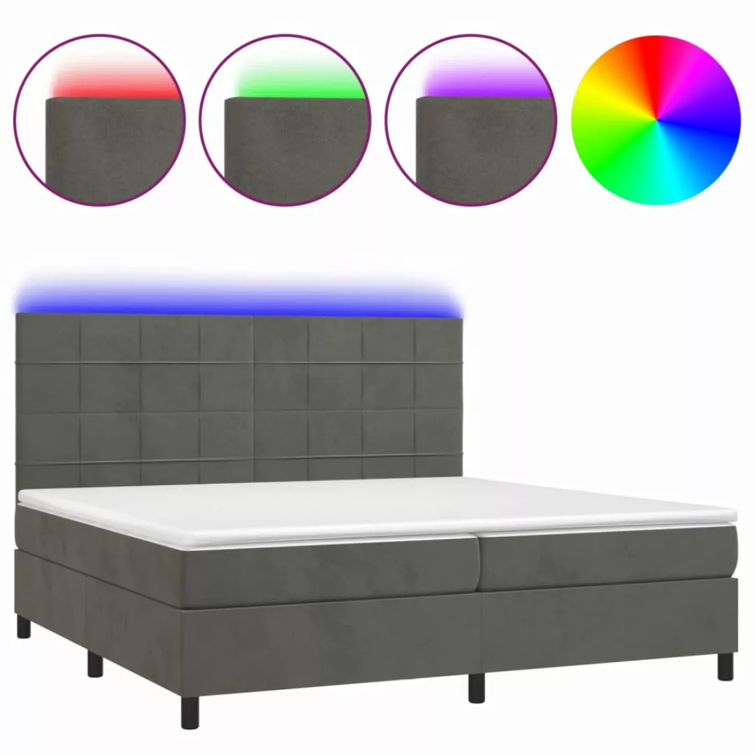 Vidaxl Boxspringbett Mit Matratze & Led Dunkelgrau 200x200 Cm Samt günstig online kaufen