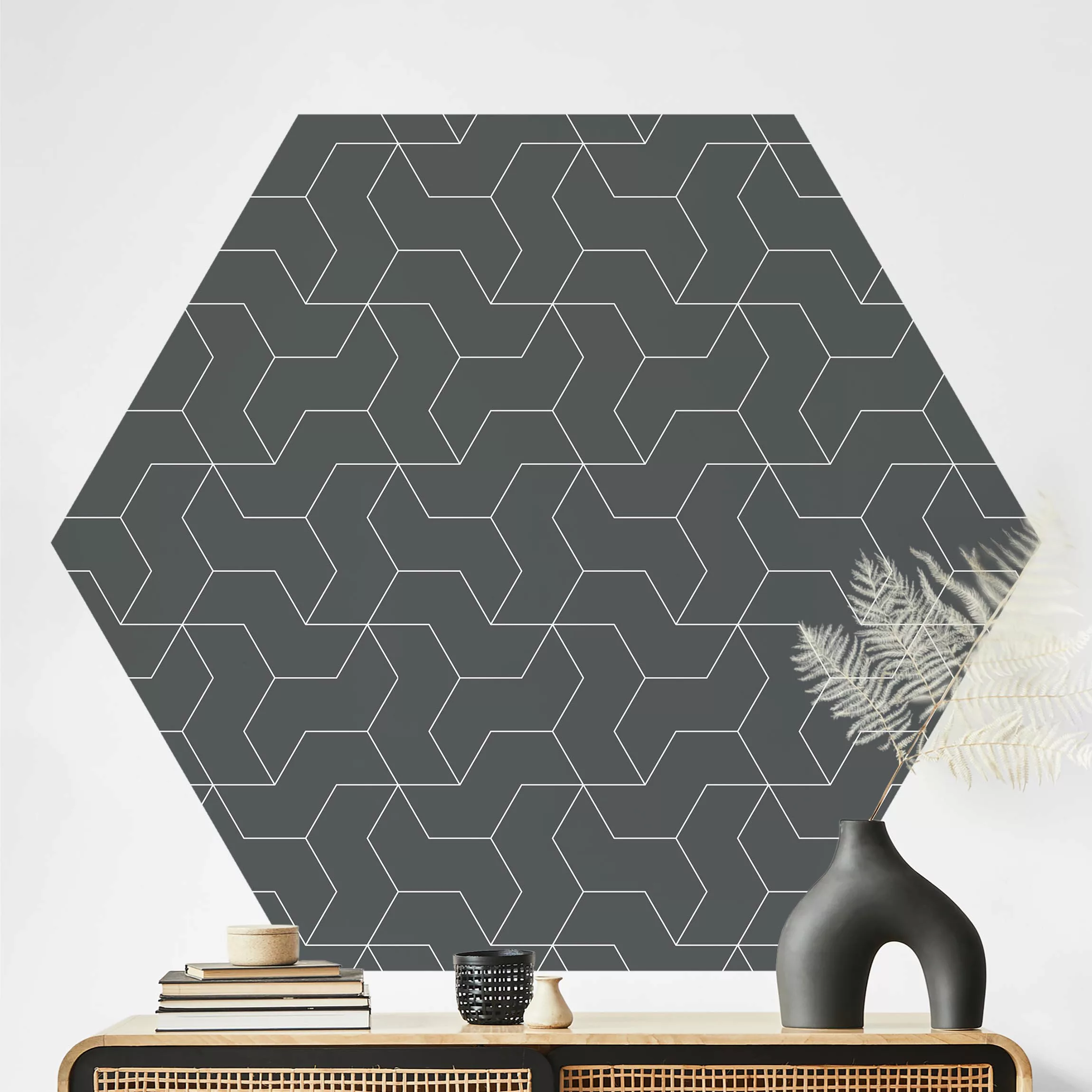 Hexagon Mustertapete selbstklebend Dreidimensionale Struktur Linienmuster günstig online kaufen
