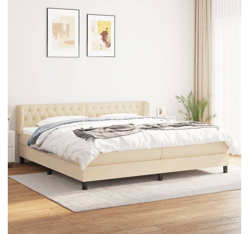 vidaXL Boxspringbett Boxspringbett mit Matratze Creme 200x200 cm Stoff Bett günstig online kaufen