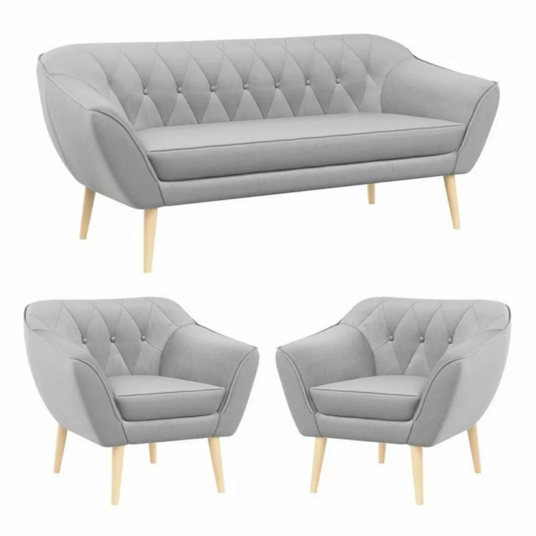 MKS MÖBEL Sofa PIRS 3 1 1, Set, Sofa, Sessel, T30-Schaum, Holzbeine, mit Re günstig online kaufen