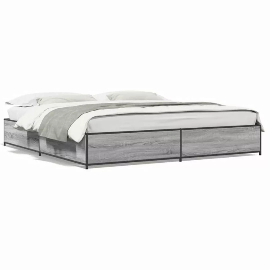 vidaXL Bett Bettgestell Braun Eichen-Optik 160x200 cm Holzwerkstoff Metall günstig online kaufen