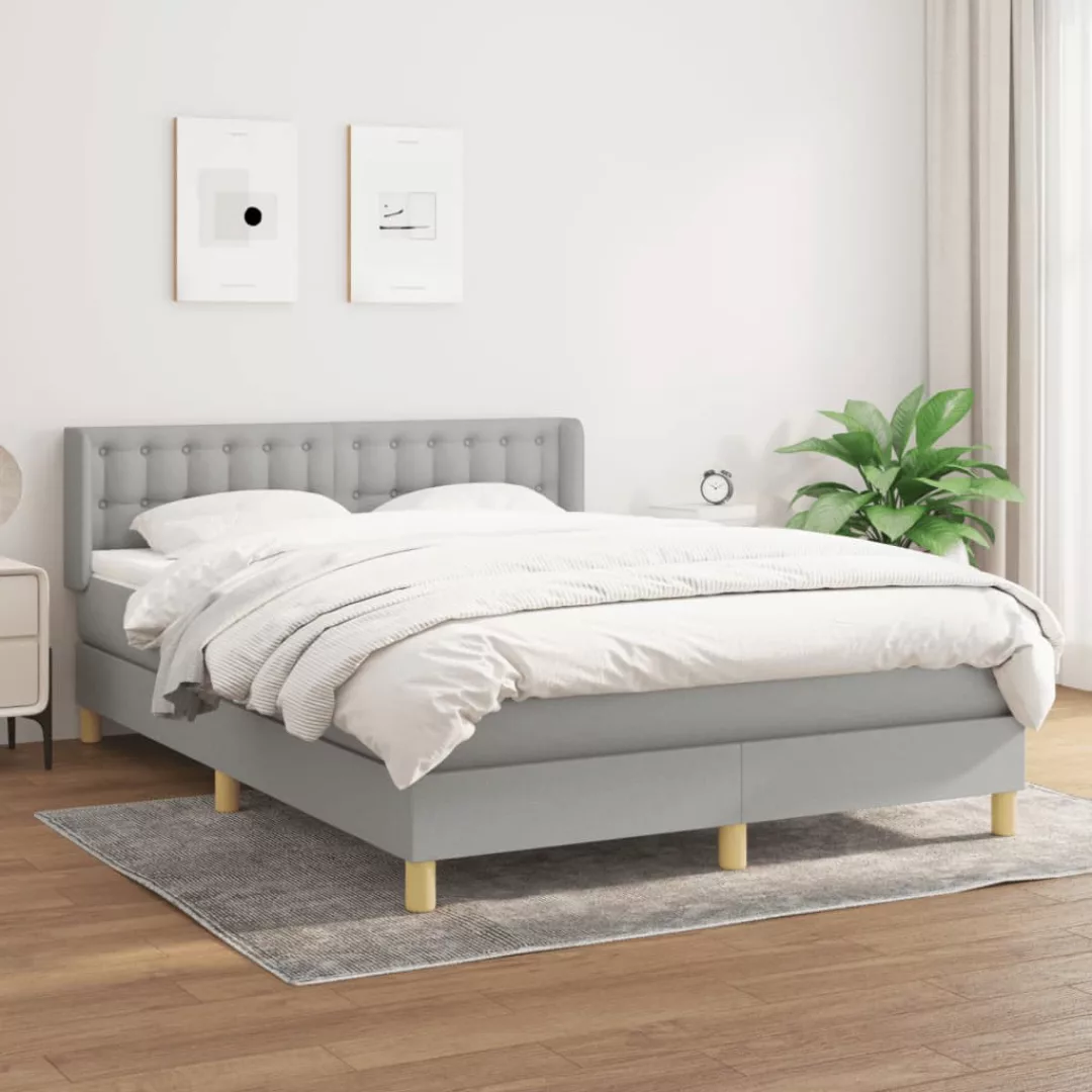 vidaXL Bettgestell Boxspringbett mit Matratze Hellgrau 140x200 cm Stoff Bet günstig online kaufen