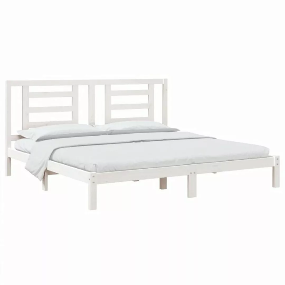 vidaXL Bettgestell Massivholzbett Weiß 180x200 cm 6FT Super King Size Bett günstig online kaufen