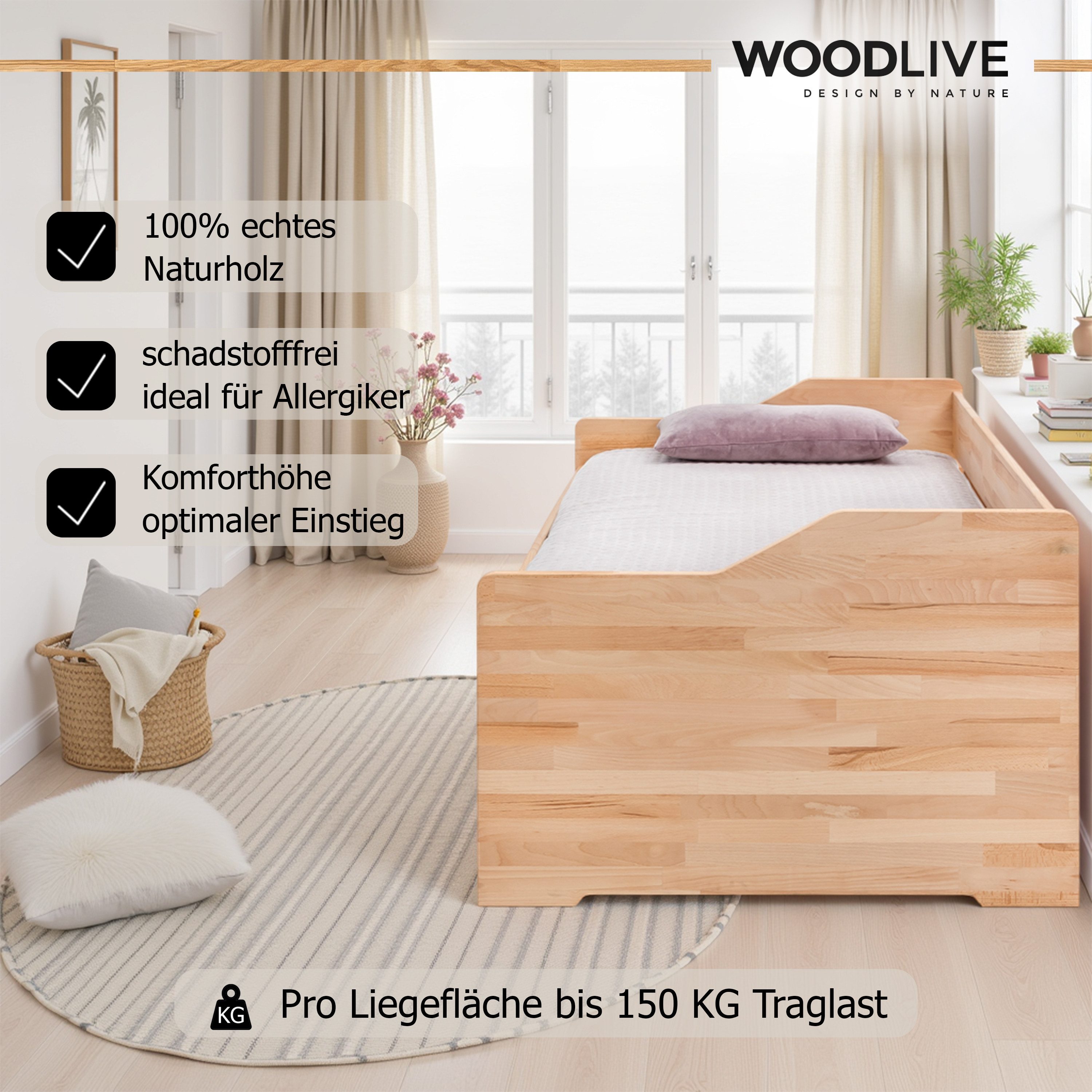 WOODLIVE Massivholzbett praktisches Bett Lea aus günstig online kaufen
