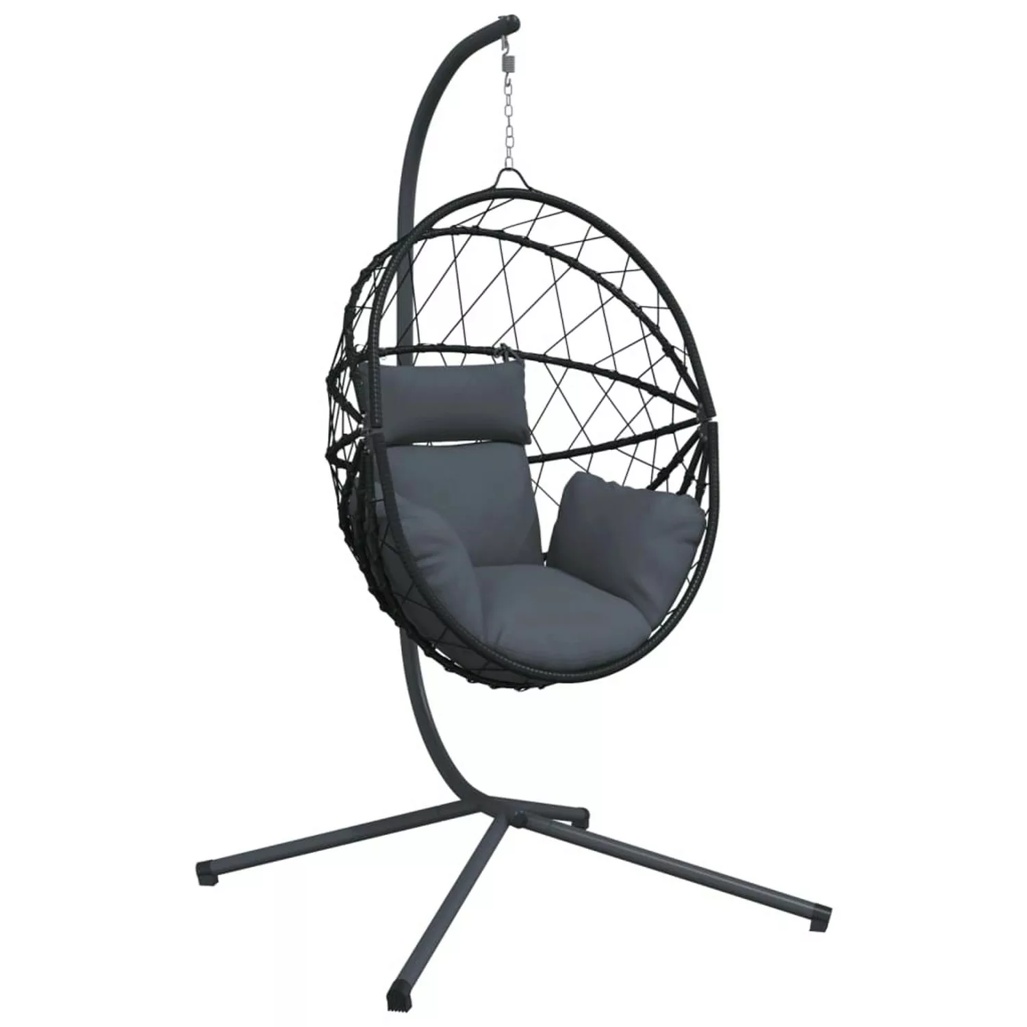 vidaXL Hängesessel Ei-Design mit Ständer Anthrazit Rattan und Stahl 2104730 günstig online kaufen