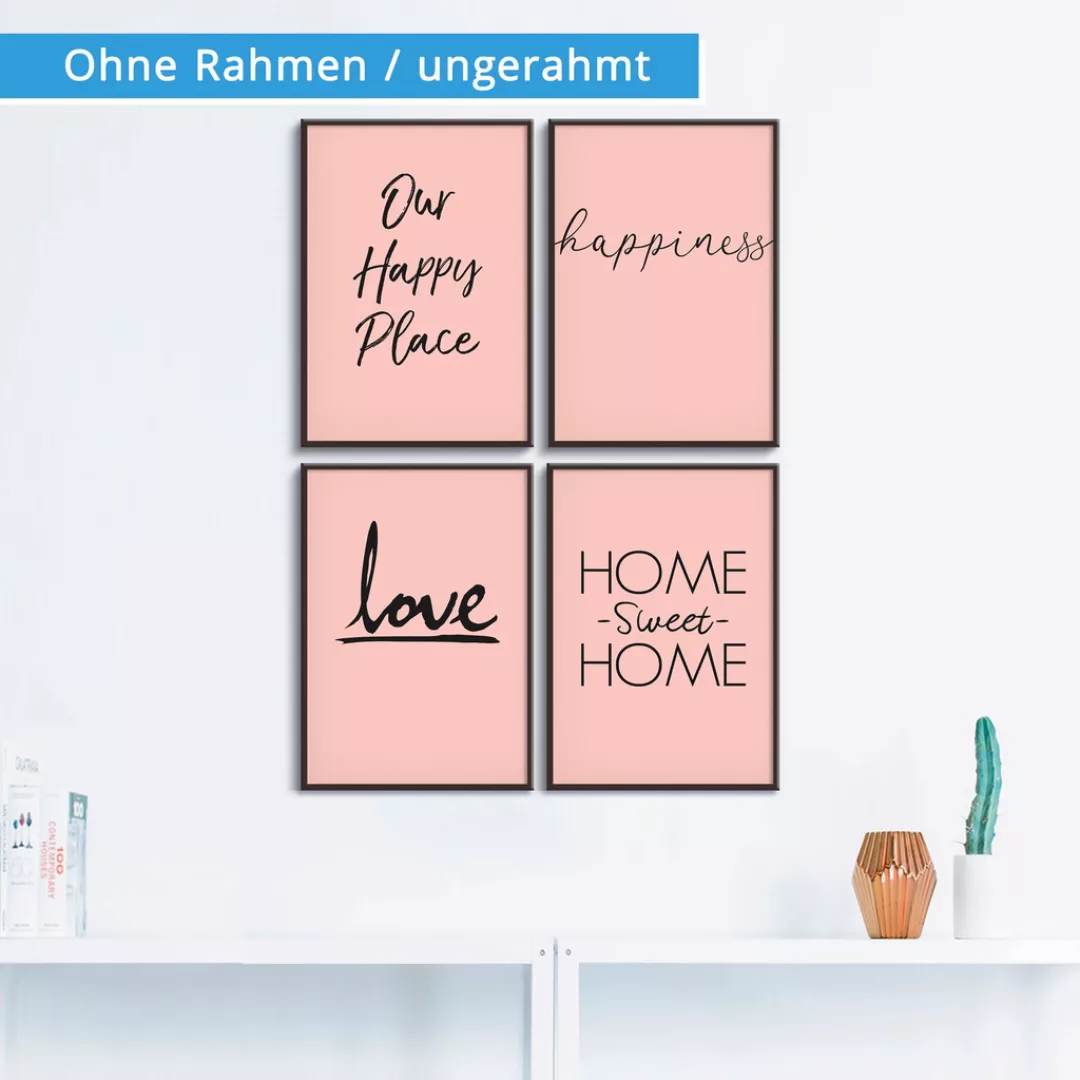 Artland Poster "Ort Glück Liebe Home sweet Home", Sprüche & Texte, (4 St.), günstig online kaufen