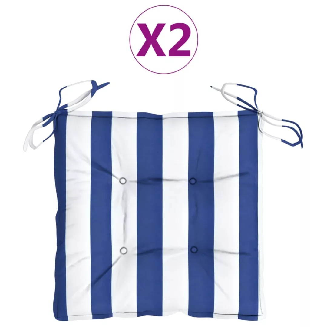 Vidaxl Sitzkissen 2 Stk. Blau & Weiß Gestreift 40x40x7 Cm Stoff günstig online kaufen