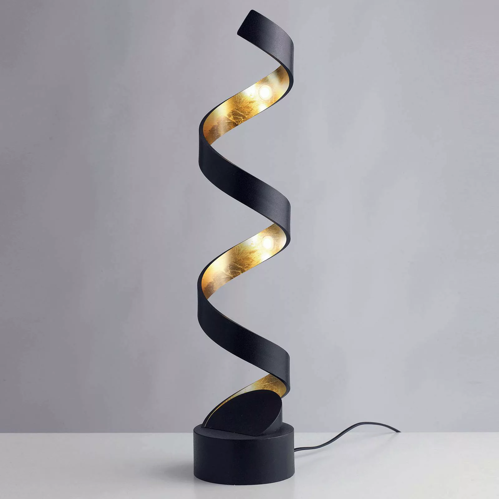 LED-Tischleuchte Helix, Höhe 66 cm, schwarz-gold günstig online kaufen