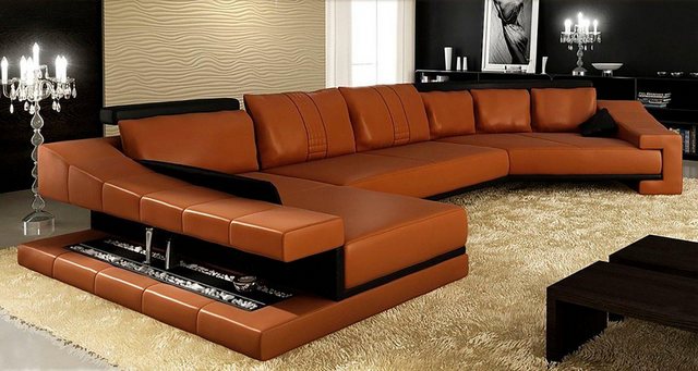 JVmoebel Ecksofa Ledersofa Wohnlandschaft XXL Ecksofa Bigsofa Couch Designe günstig online kaufen