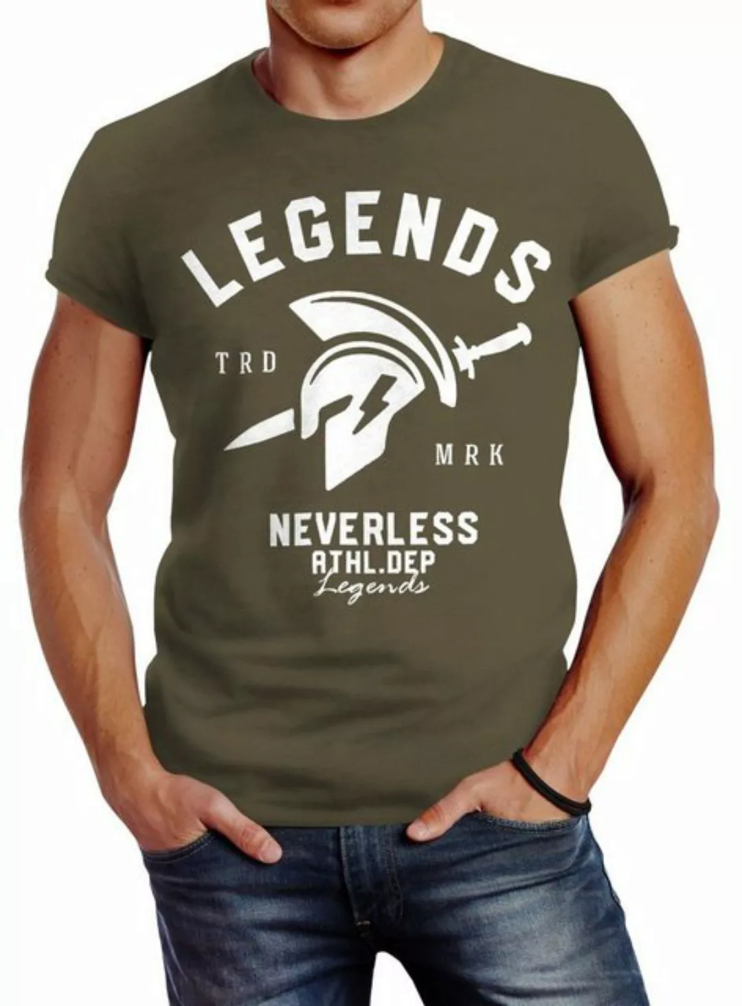 Neverless Print-Shirt Cooles Herren T-Shirt Legends Sparta Gladiator Gym At günstig online kaufen