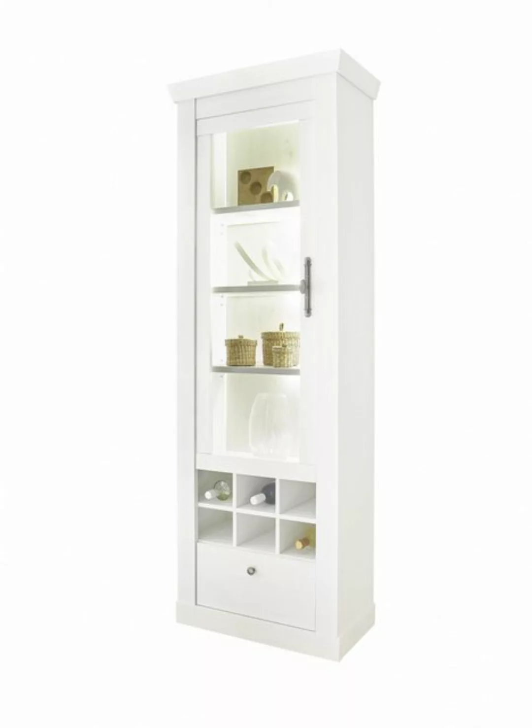 Beauty.Scouts Vitrine "Hygge" - in Pinie Weiss Dekor, 70/ 201/ 37, Esszimme günstig online kaufen