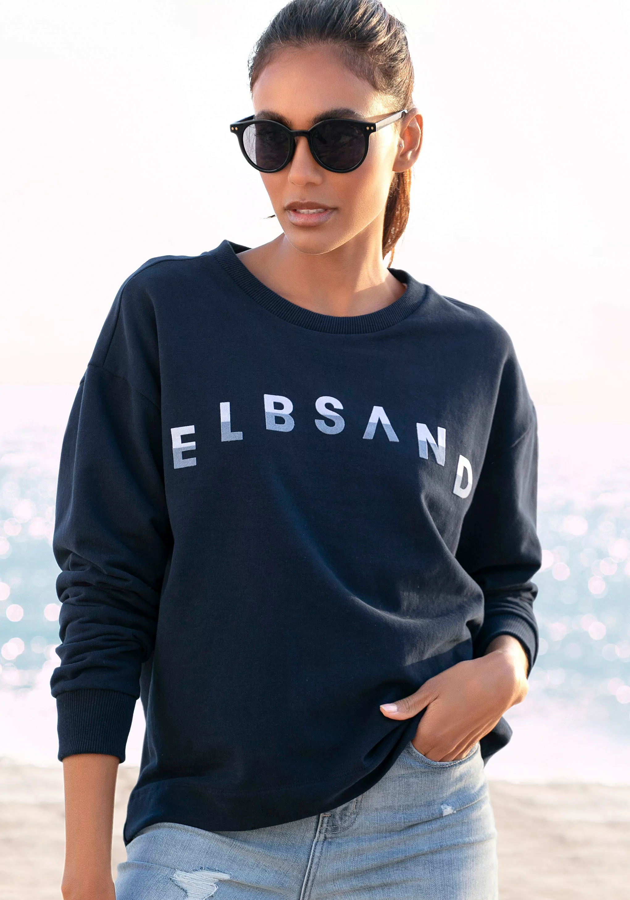 Elbsand Sweatshirt Sontje mit Flockprint vorne günstig online kaufen