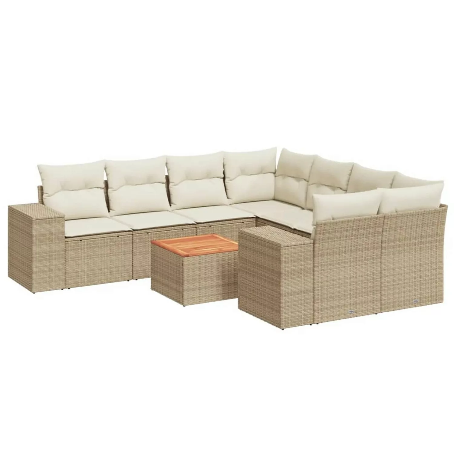 vidaXL 9-tlg Garten-Sofagarnitur mit Kissen Beige Poly Rattan Modell 180 günstig online kaufen