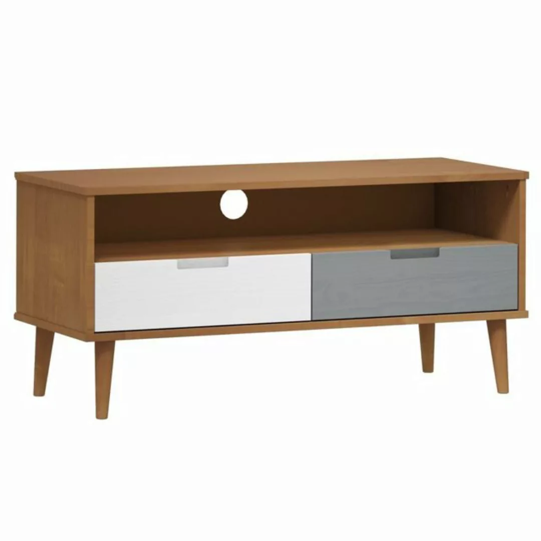 furnicato TV-Schrank MOLDE Braun 106x40x49 cm Massivholz Kiefer günstig online kaufen