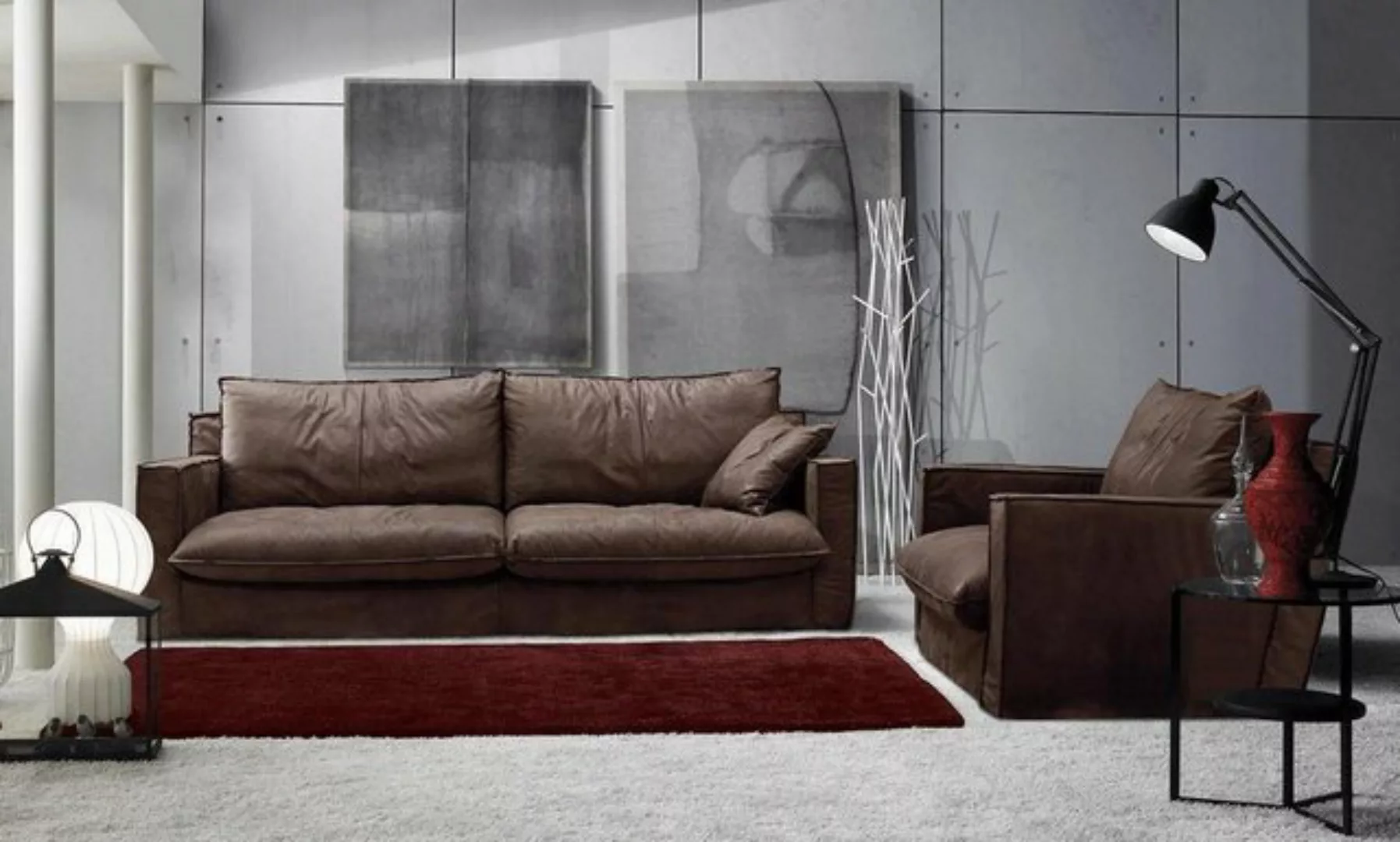 JVmoebel Sofa Sofagarnitur 3+1 Sitzer Luxus Garnitur Set Sofas Sessel Leder günstig online kaufen