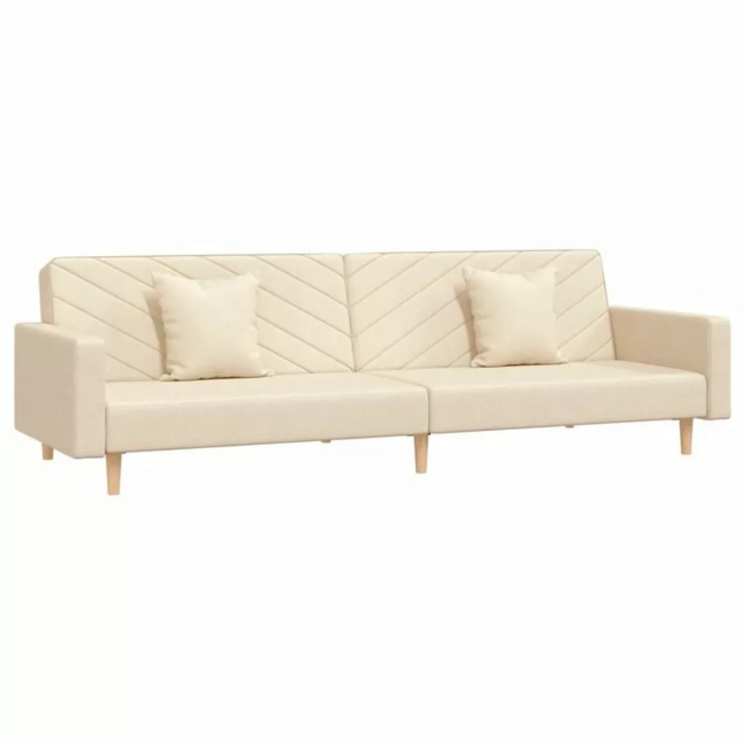 vidaXL Sofa Schlafsofa 2-Sitzer mit 2 Kissen Creme Stoff günstig online kaufen