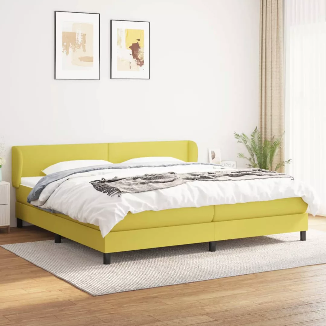 Vidaxl Boxspringbett Mit Matratze Grün 200x200 Cm Stoff günstig online kaufen