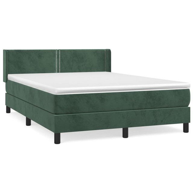 vidaXL Boxspringbett, Boxspringbett mit Matratze Dunkelgrün 140x190 cm Samt günstig online kaufen