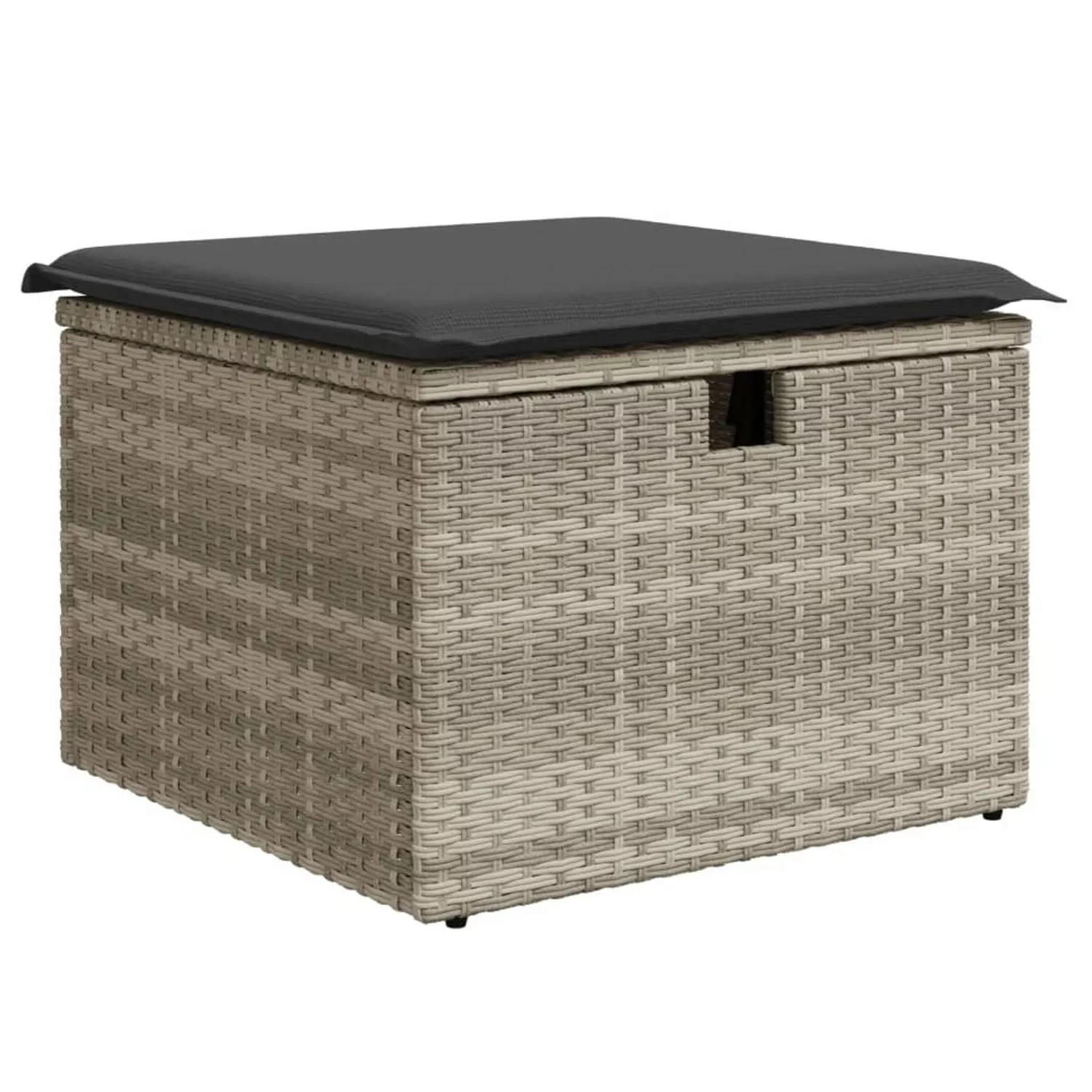 vidaXL Gartenhocker mit Kissen Hellgrau 55x55x37 cm Poly Rattan günstig online kaufen