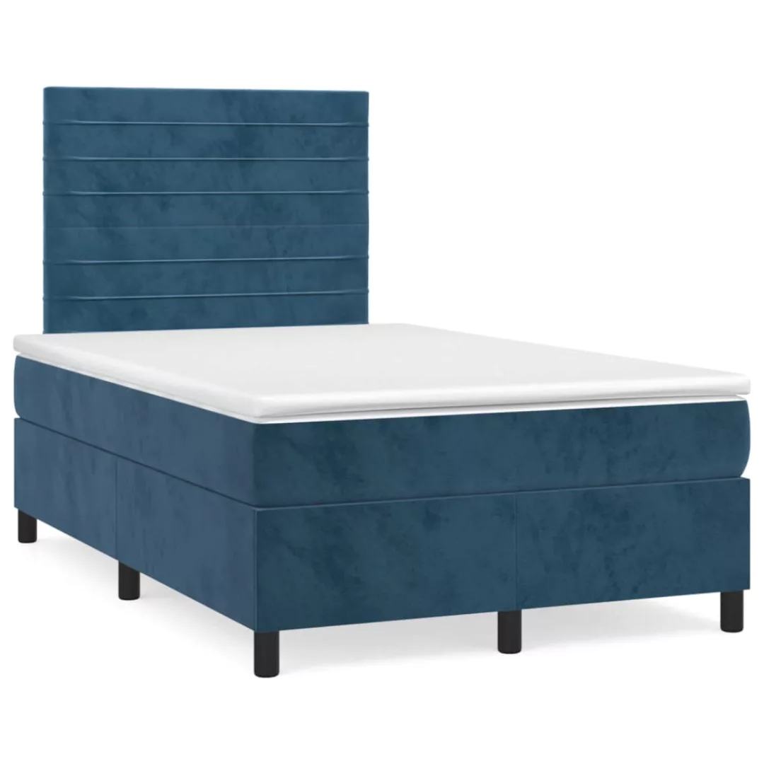 Vidaxl Boxspringbett Mit Matratze Dunkelblau 120x200 Cm Samt günstig online kaufen