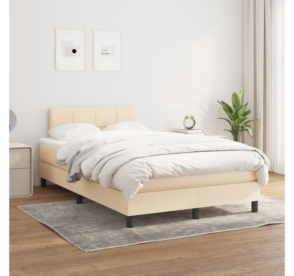 vidaXL Boxspringbett Boxspringbett mit Matratze Creme 120x200 cm Stoff Bett günstig online kaufen