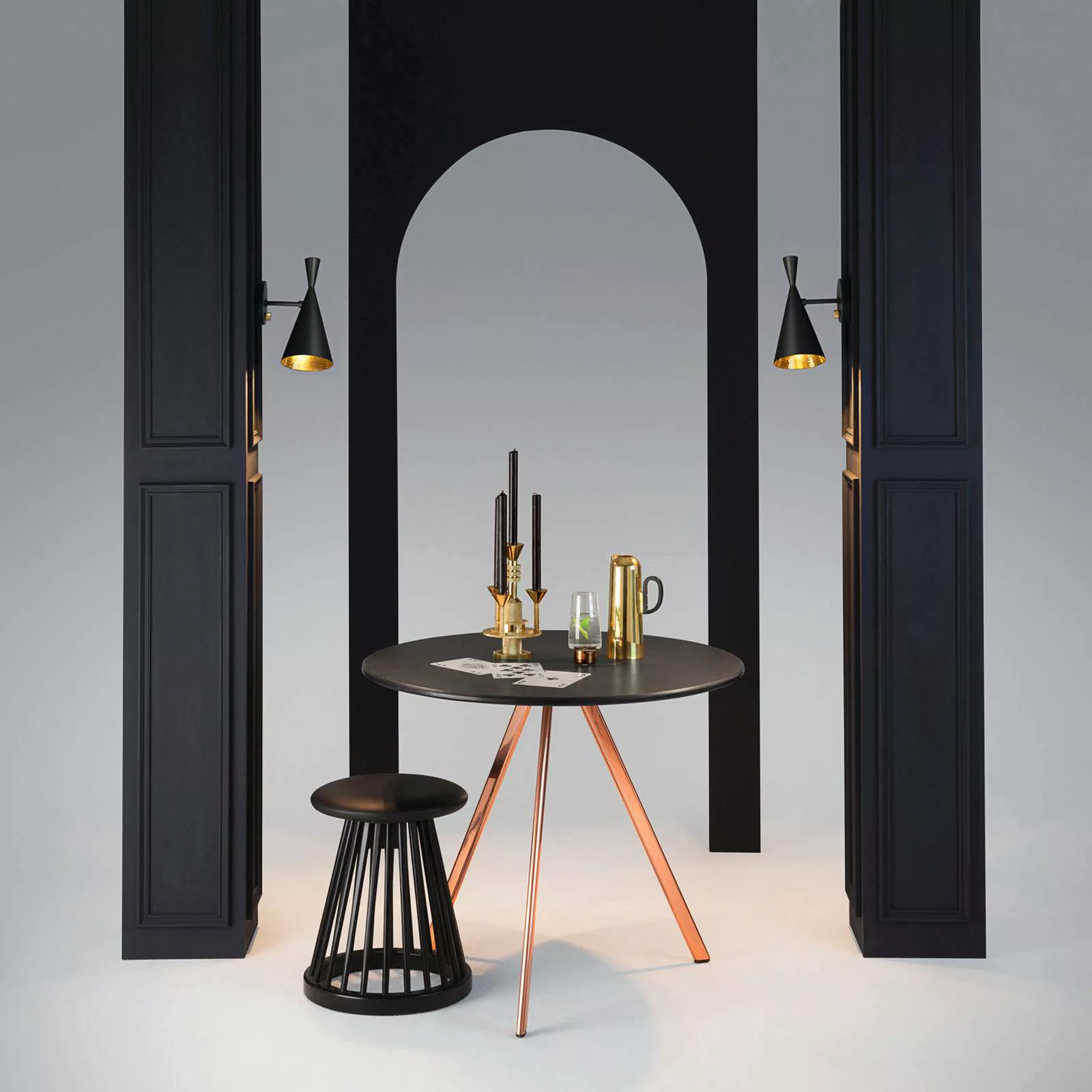 Tom Dixon Beat Wall Wandleuchte, schwarz/messing günstig online kaufen