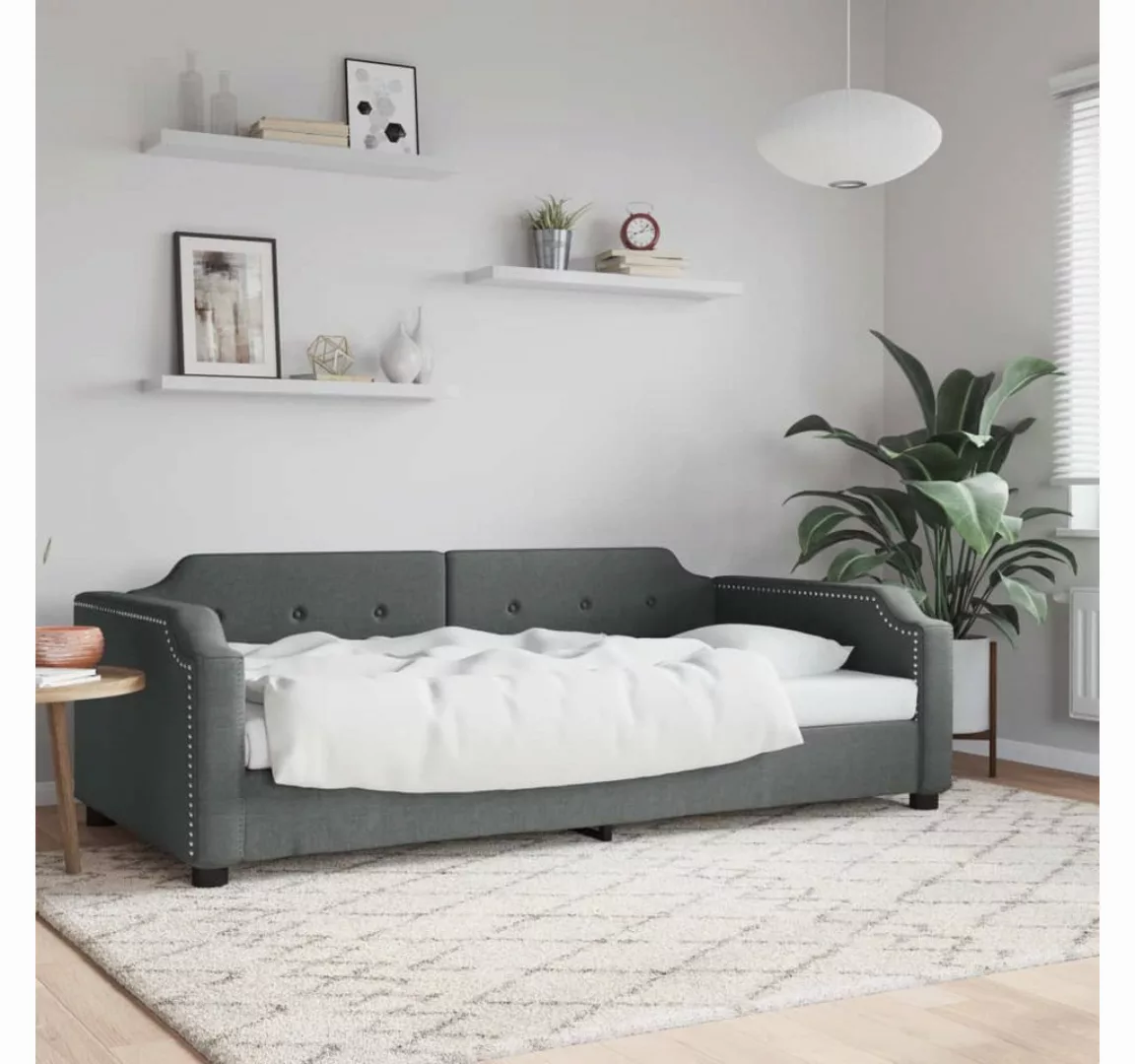 vidaXL Gästebett Tagesbett Dunkelgrau 100x200 cm Stoff Gästebett Gästecouch günstig online kaufen