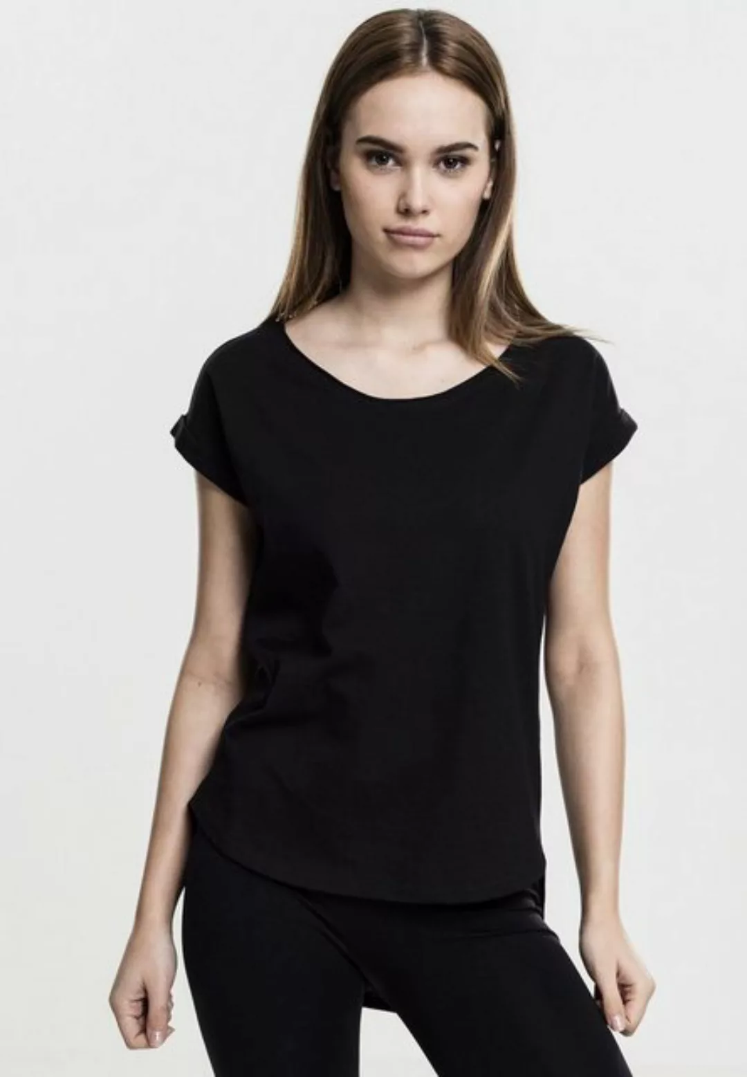 URBAN CLASSICS Kurzarmshirt Damen Ladies Long Back Shaped Slub Tee (1-tlg) günstig online kaufen