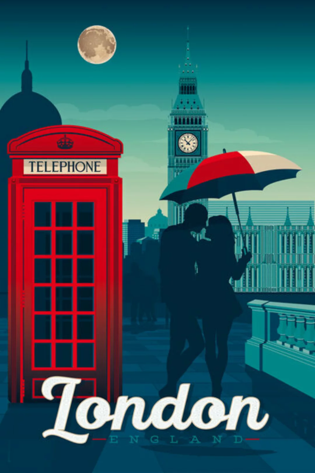 Poster / Leinwandbild - London Vintage Travel Wandbild günstig online kaufen