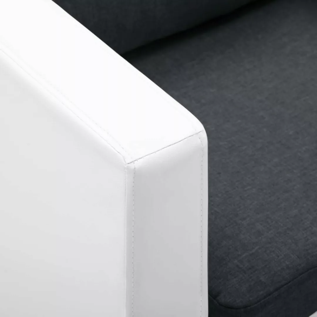 3-sitzer-sofa Kunstleder Weiß Und Dunkelgrau günstig online kaufen