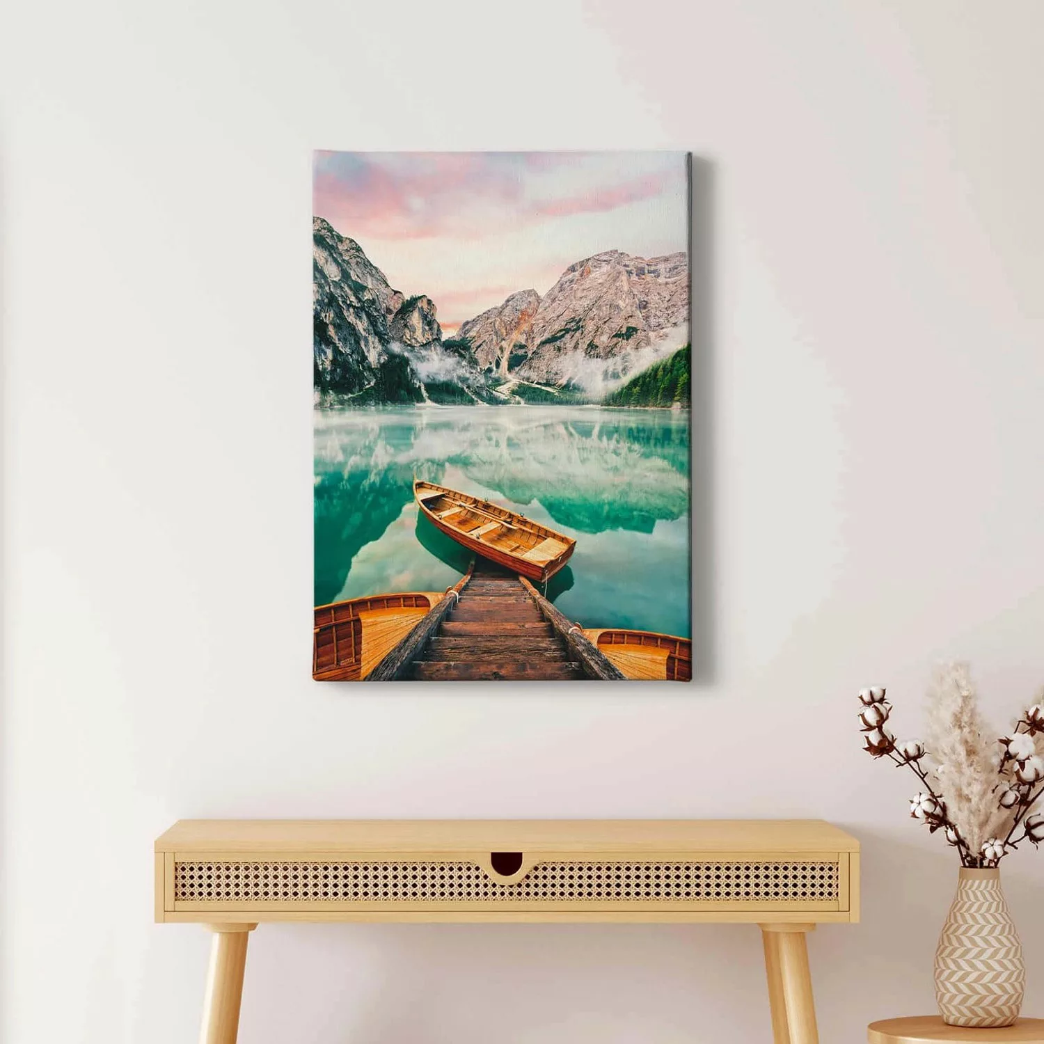 Bricoflor Wandbild Mit Bergsee Leinwand Bild Mit Steg An See Für Schlafzimm günstig online kaufen