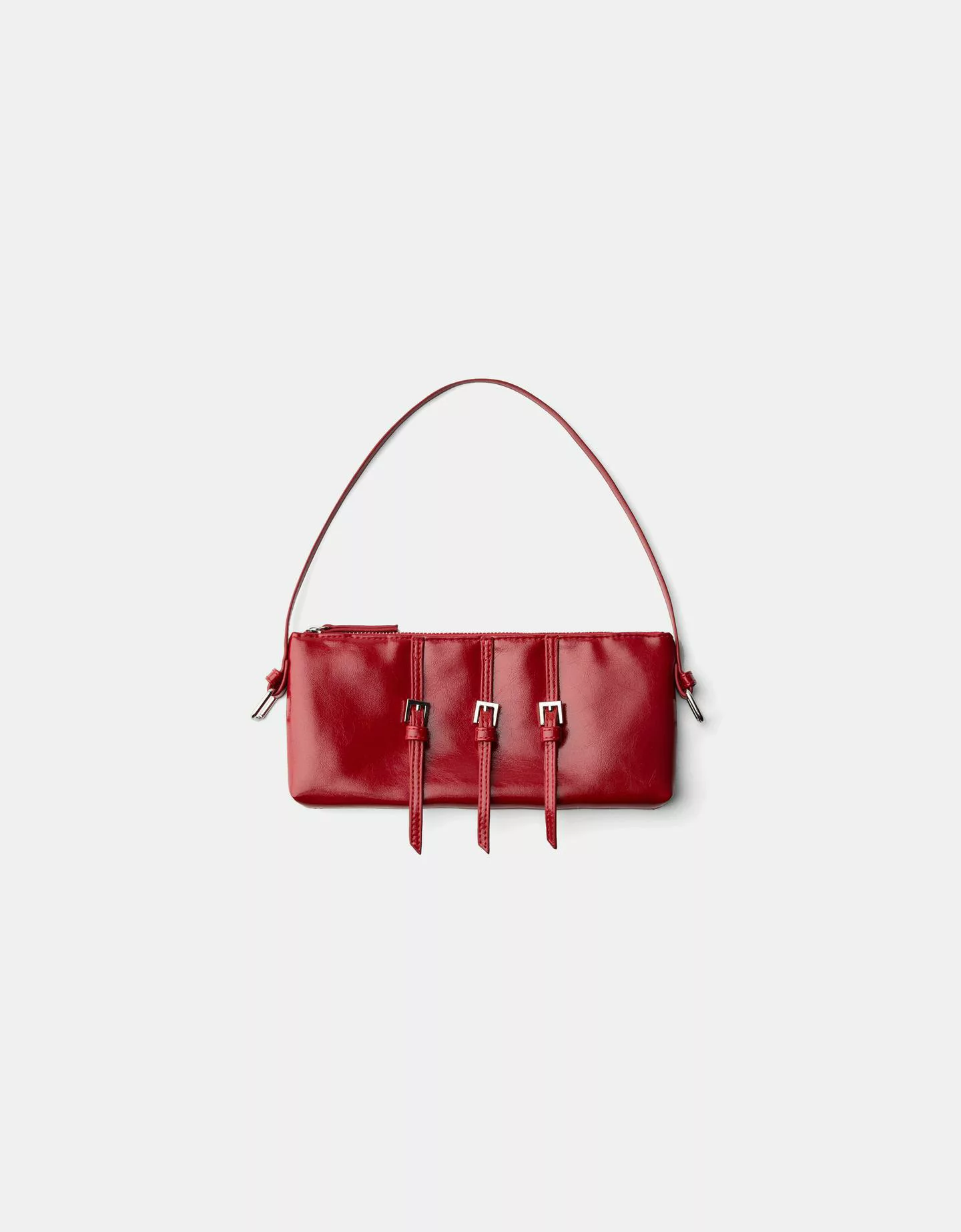 Bershka Schultertasche Mit Schnallen Damen Rot günstig online kaufen