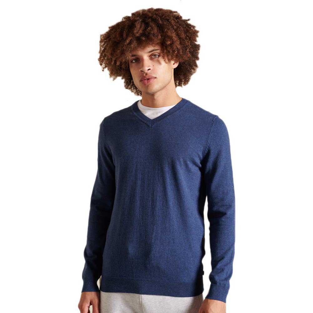 Superdry Vintage Embroidered Cotton Cash V-ausschnitt Sweater L Bright Blue günstig online kaufen