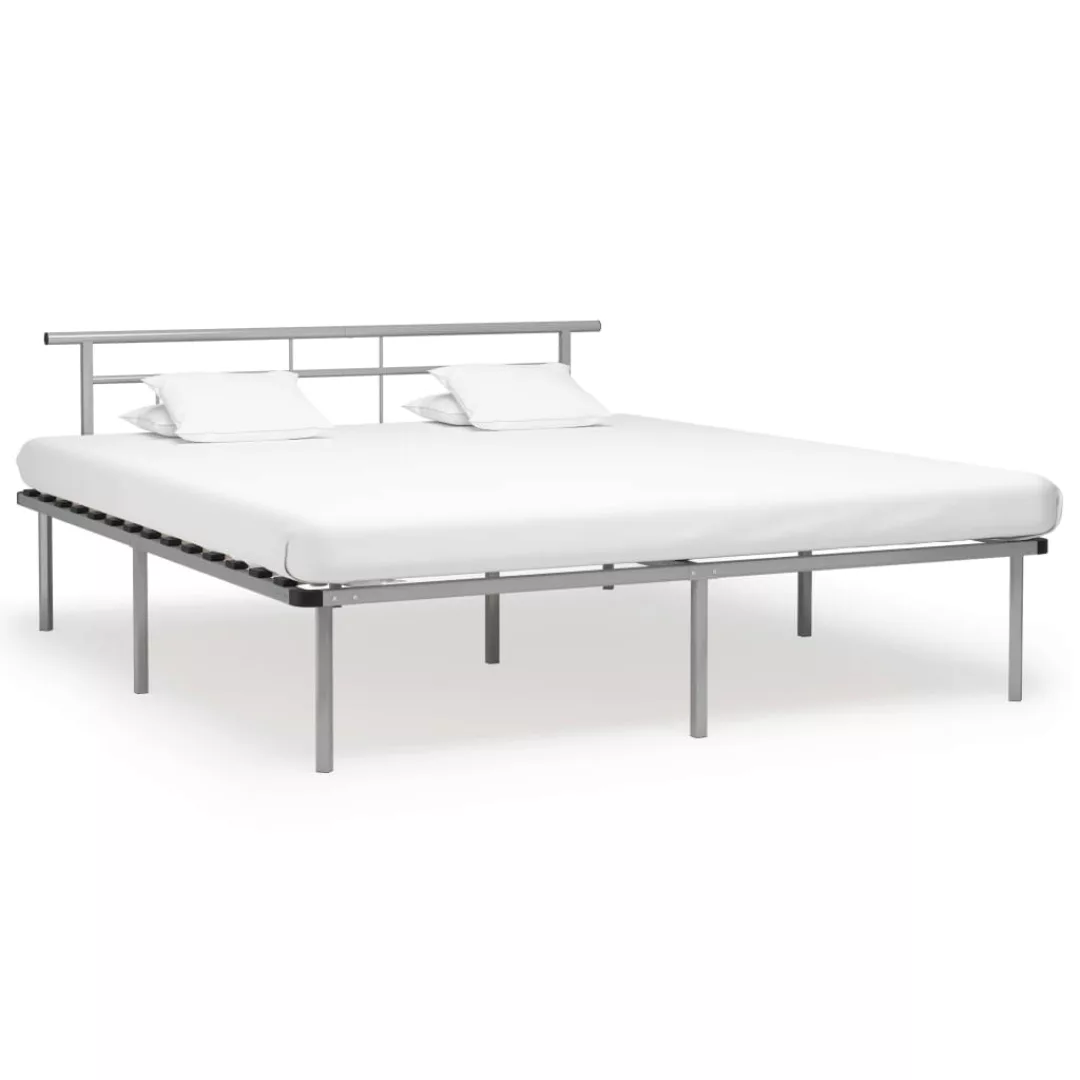 Bettgestell Grau Metall 200x200 Cm günstig online kaufen