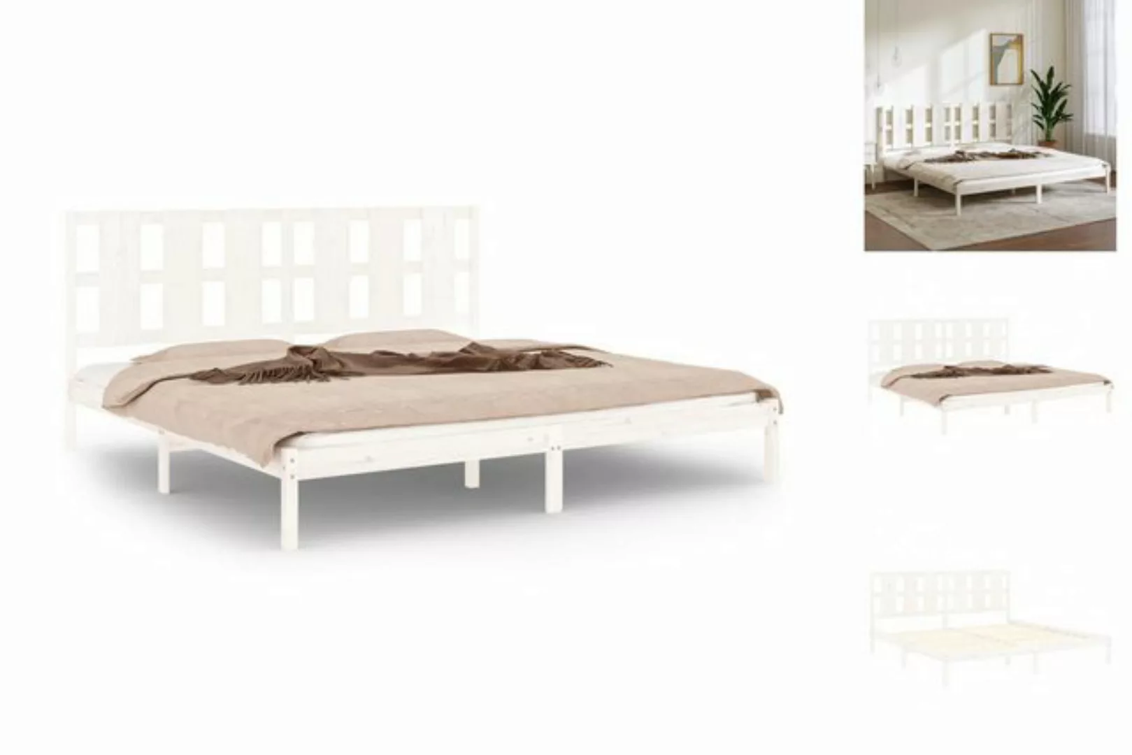 vidaXL Bettgestell Massivholzbett Weiß 180x200 cm 6FT Super King Bett Bettg günstig online kaufen