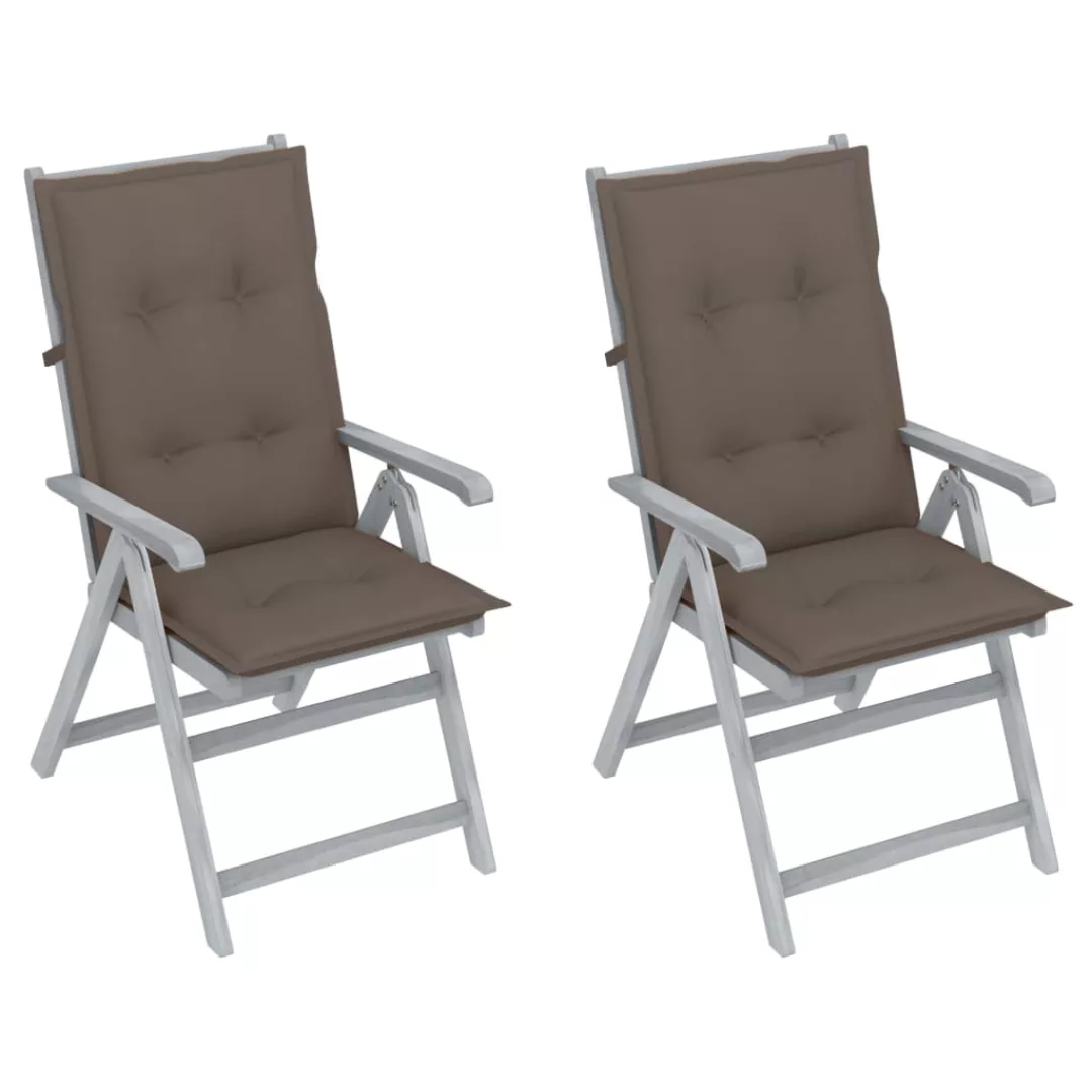 Verstellbare Gartenstühle 2 Stk. Mit Auflagen Massivholz Akazie günstig online kaufen