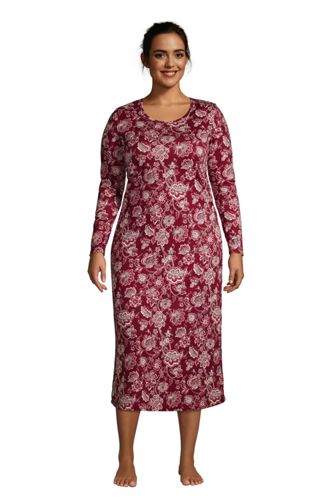 Wadenlanges Supima Langarm-Nachthemd in großen Größen, Damen, Größe: 56-58 günstig online kaufen