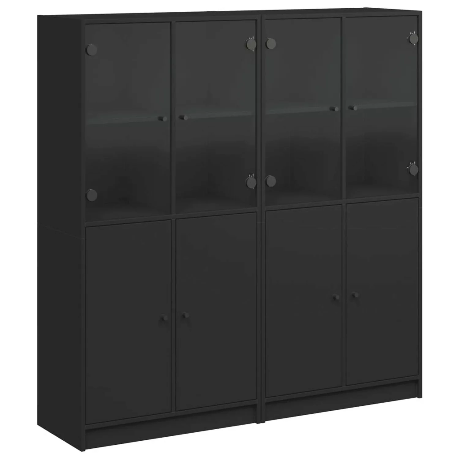 VidaXL Bücherschrank mit Türen 136x37x142 cm Holzwerkstoff Schwarz günstig online kaufen