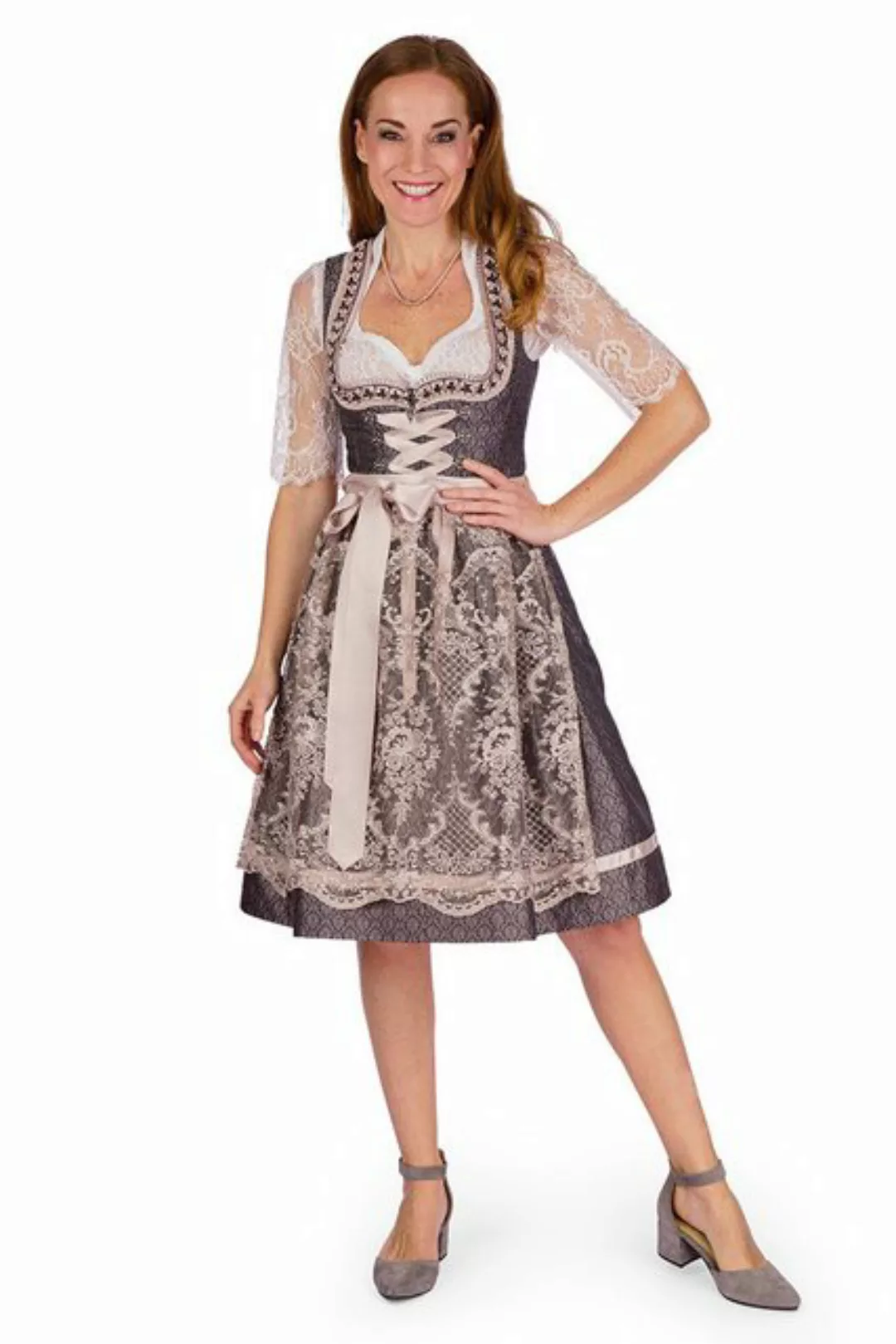 MarJo Dirndl Midi Dirndl 2tlg. - BENITA - anthrazit/taupe günstig online kaufen