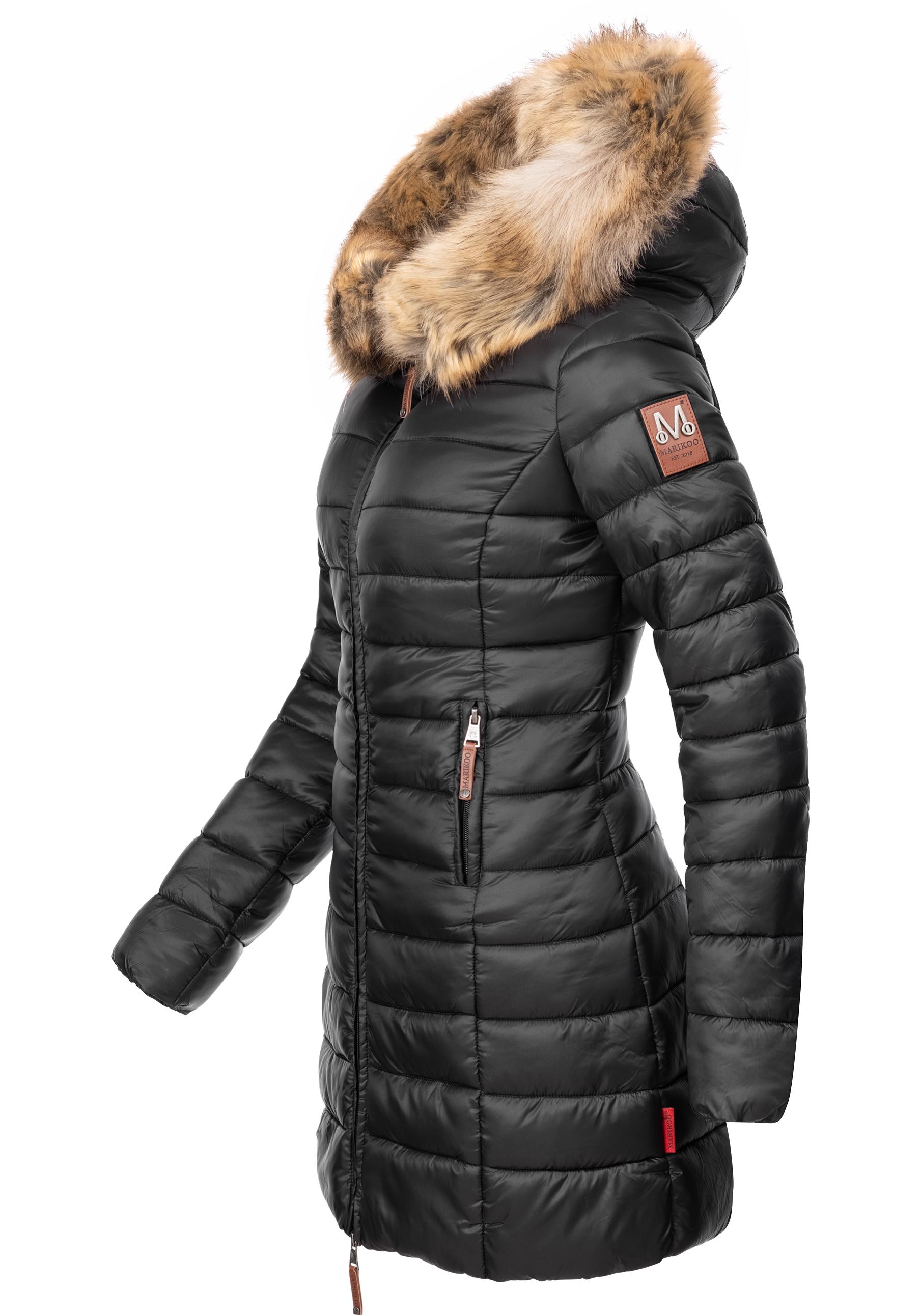 Marikoo Steppmantel "Rose-Stepp", zeitloser Winterparka mit großer Kunstfel günstig online kaufen