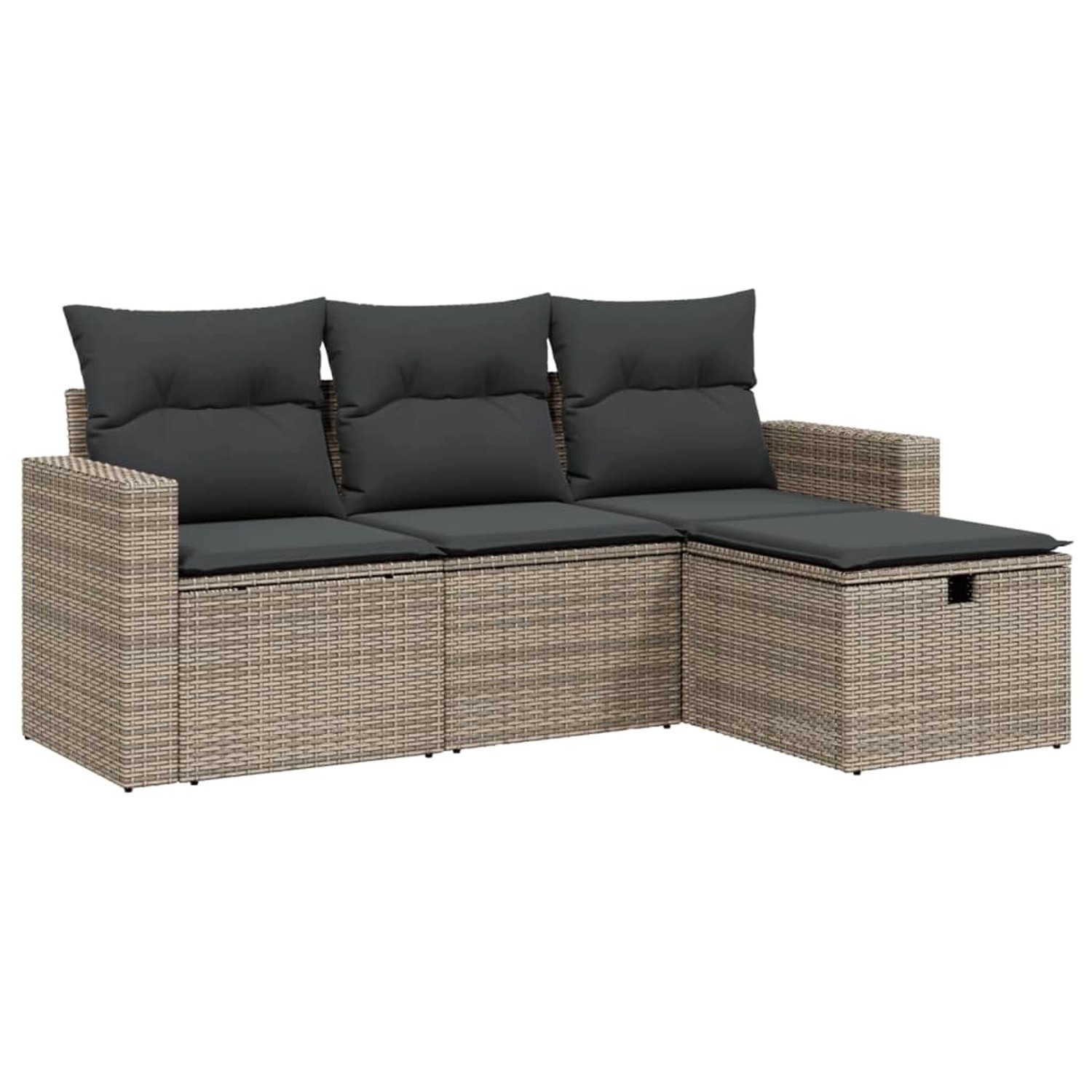 vidaXL 4-Tlg Garten-Sofagarnitur mit Kissen Grau Poly Rattan 3263446 günstig online kaufen
